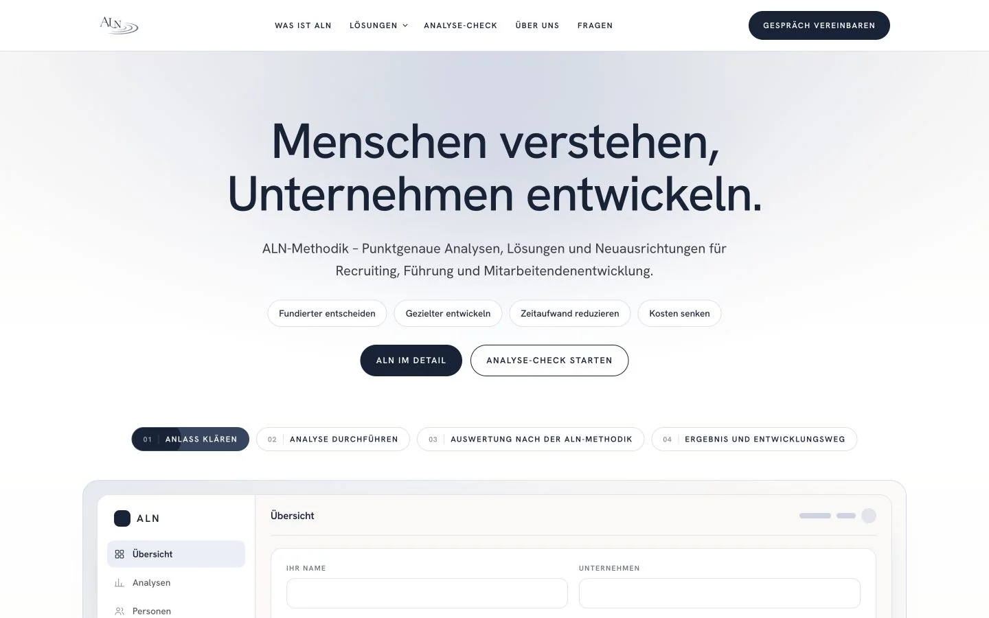 Website von ALN Methodik