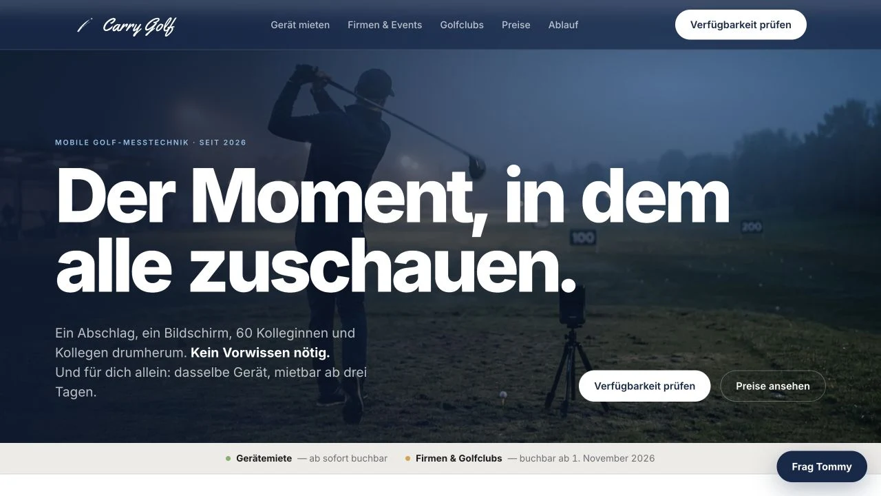 Website von Carry Golf