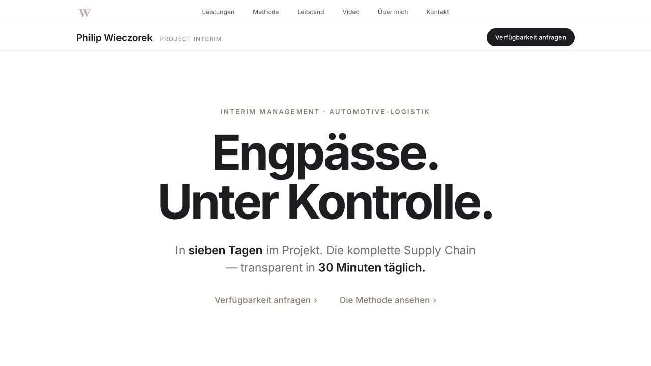 Website von Project Interim