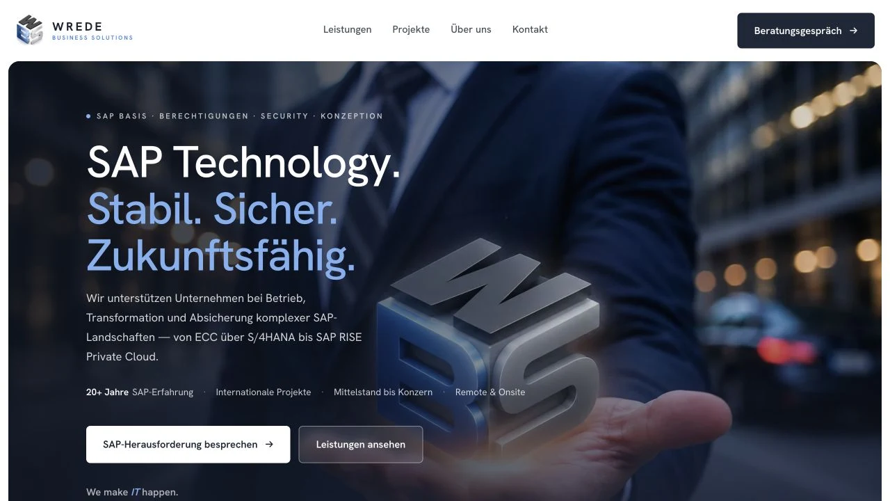 Website von Wrede Business Solutions